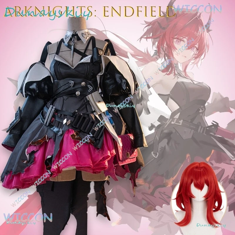 

Hemera@rknights Endfield Laevatain Surtr Flame Sword Cosplay Costume Battle Damaged Surtr Style Anime Corset Outfit Sexy Hallowe