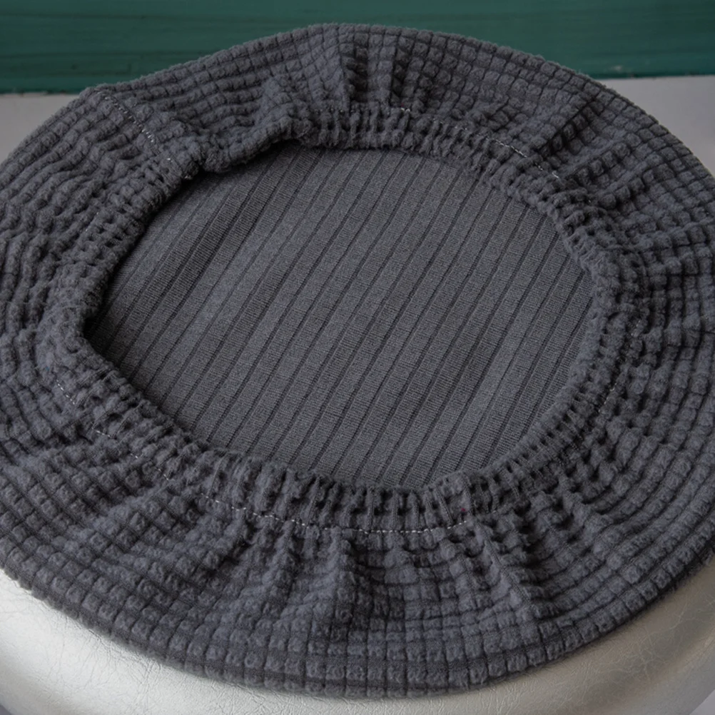 

Elastic Round Bar Stool Chair Cover Seat Protector Dark Gray 30-38Cm Diameter for Wedding Party Office Banquet