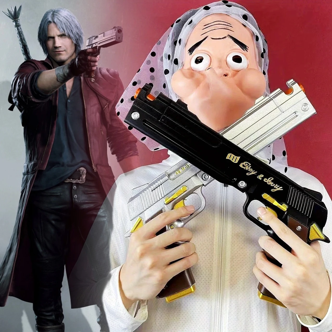 PU Dante Pistol DMC Devil May Cry 4 Anime Ebony Ivory Gun Cosplay Costume Gun Real Size Japanese Katana Samurai Sabre Toy Gift