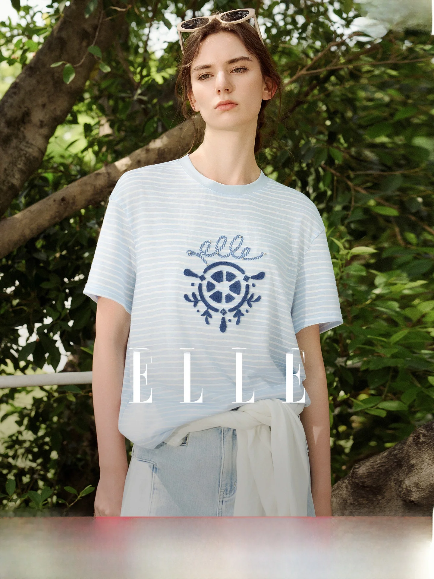 

ELLE Women's Short Sleeve Embroidered T-Shirt Summer New Arrival Silk Lyocell Linen Design Casual Comfortable Premium Feeling...