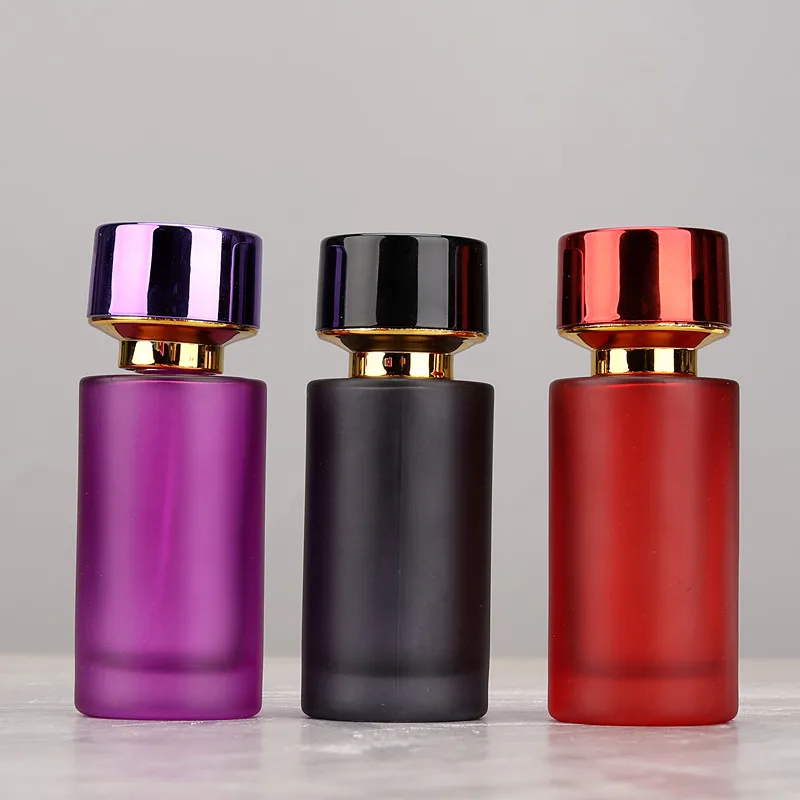 30pcs 50ml Portable Empty Glass Colorful Cosmetic Packing Sample Refillable Vials Flat Mist Spray Bottle