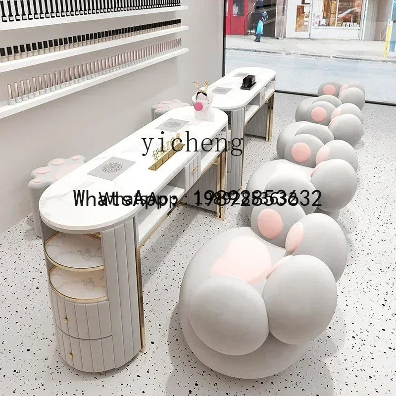 YZ  Multifunctional Nail Art Table and Chair Set Nail Art Table Embedded Vacuum Cleaner Socket Nail Art Table
