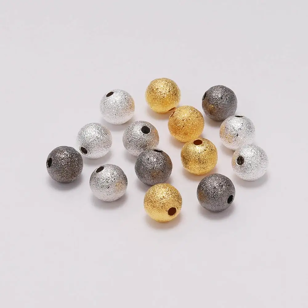 20-100Pcs/lot 4-12mm Round Copper Doreen Spacer Bead Frosted Ball End Seed Beads For DIY Jewelry Making Finding Accessories