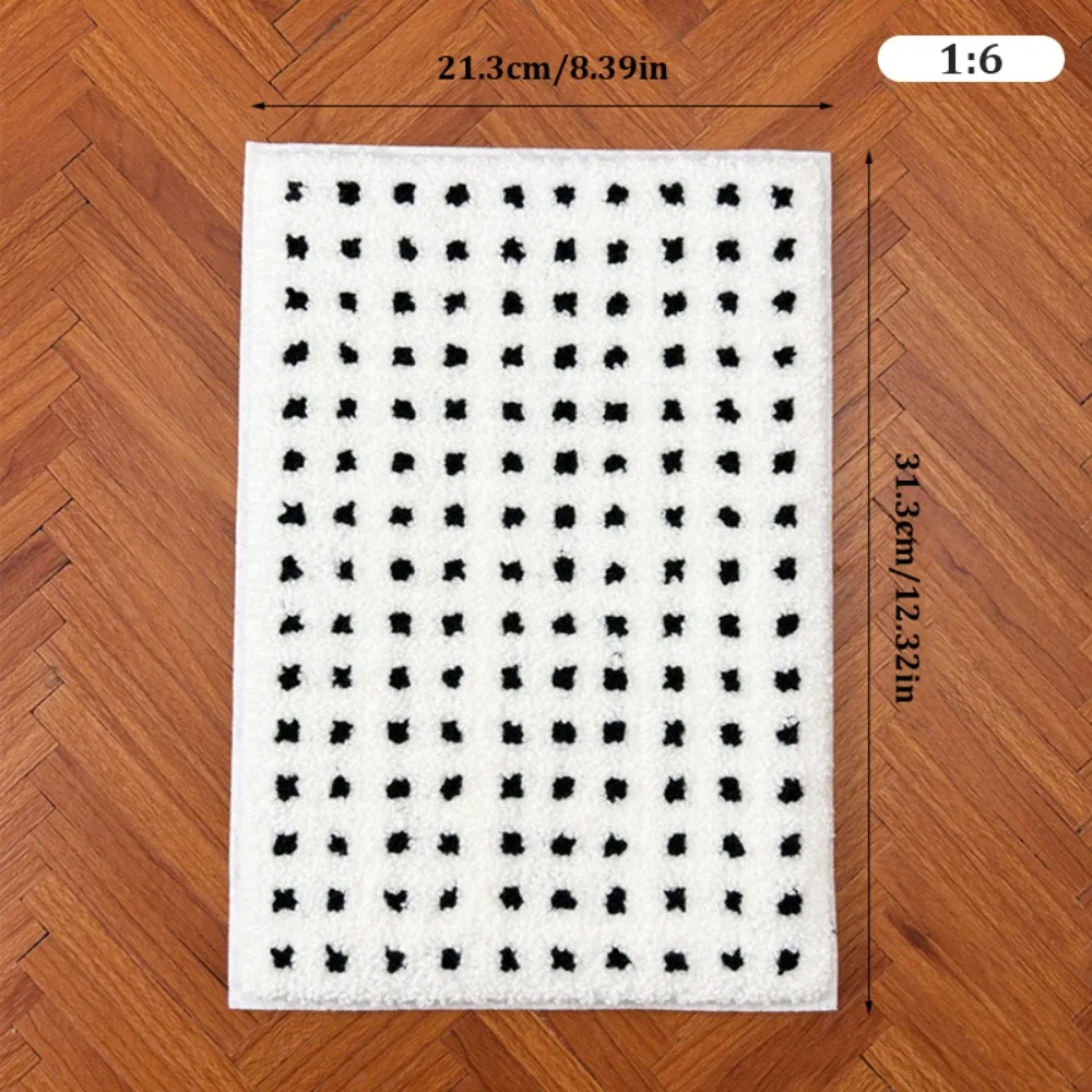 

1/12 Scale Simulation Rug Mat Model Scene Decor Pretend Play Dollhouse Black Plaid Carpet Model DIY Simulation
