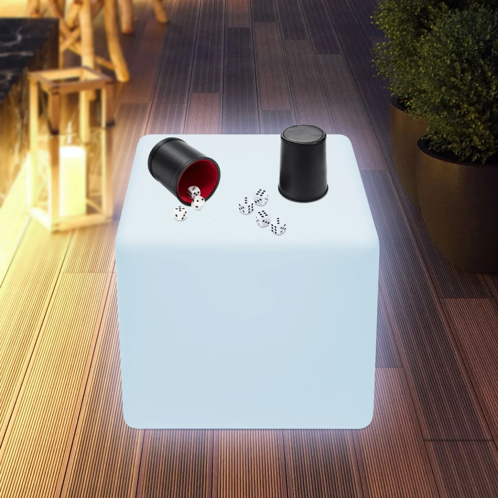 16-Color Rechargeable LED Light Cube Stool 40x40cm, Multicolor Mood Lighting for Holiday Wedding, Square Chair w/ Remote Control