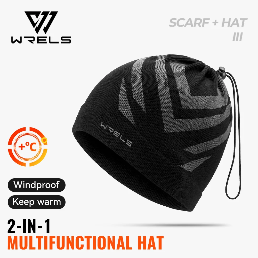 WRELS 2-in-1 Warm Winter Soft Hat Gaiter Scarf Outdoor Thick Windproof Beanie Hat Unisex Hiking Cycling Snowboard Ski Warm Hat