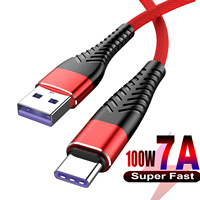 100W 7A USB C Cable Weaving Data Cable Type C Fast Charging Cord USB to Type C Quick Charge Nylon Braided Wire 0.25M 1M 2M 3M