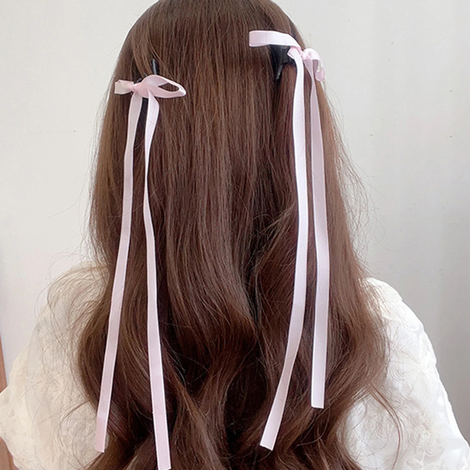 2pcs Ribbon Bow Hair Claw Clips Long Ribbon Tassel Hair Clip For Braids Bang Side Hair Decoration Women Girls Hair Accessories