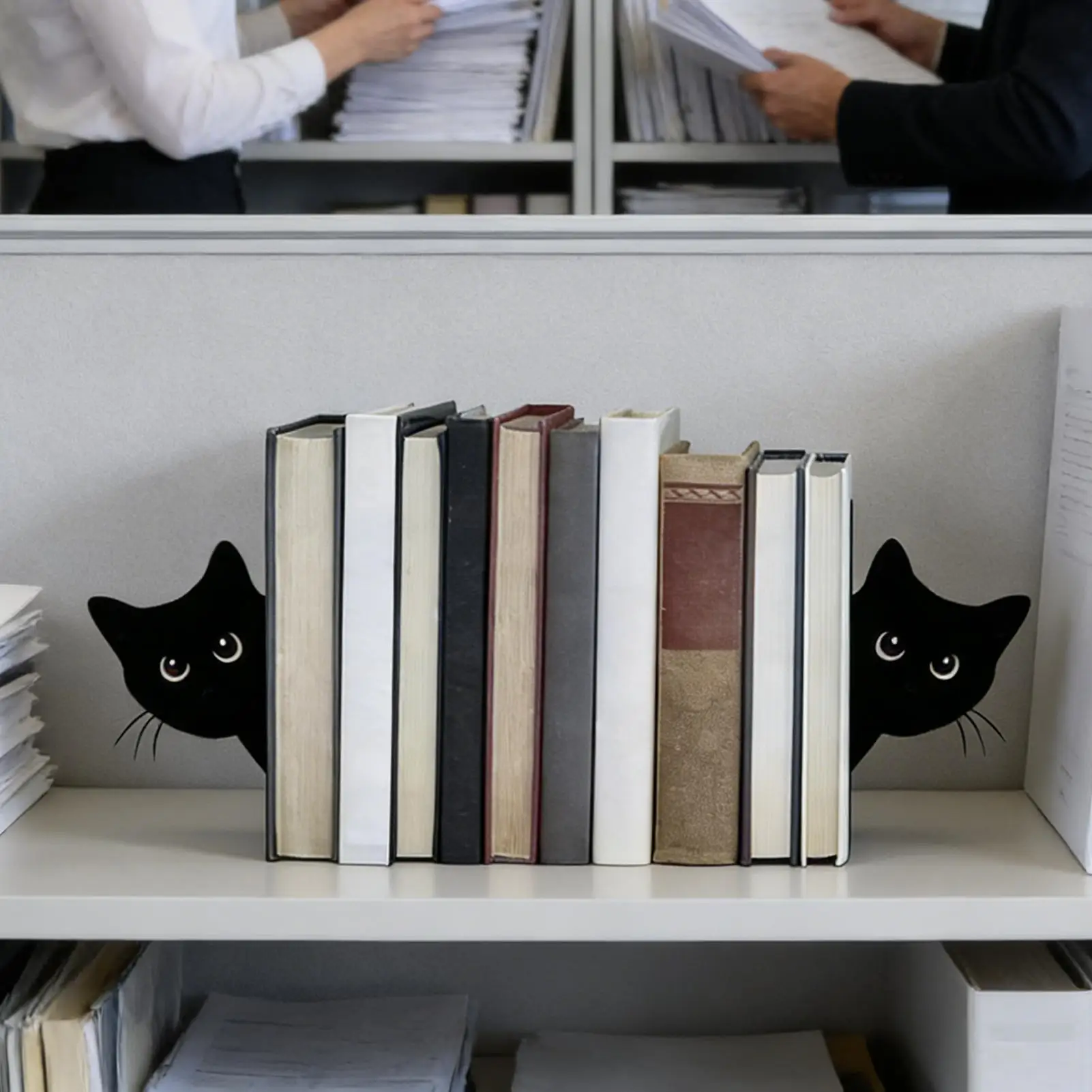 2個セット-猫型ブックエンド-重い本用スタンド-本棚-ブックラック-鉄製ブックエンドスタンド-鉄製オーガナイザー-ブック-ホームデスク-文房具-デコレーション-デスクトップ