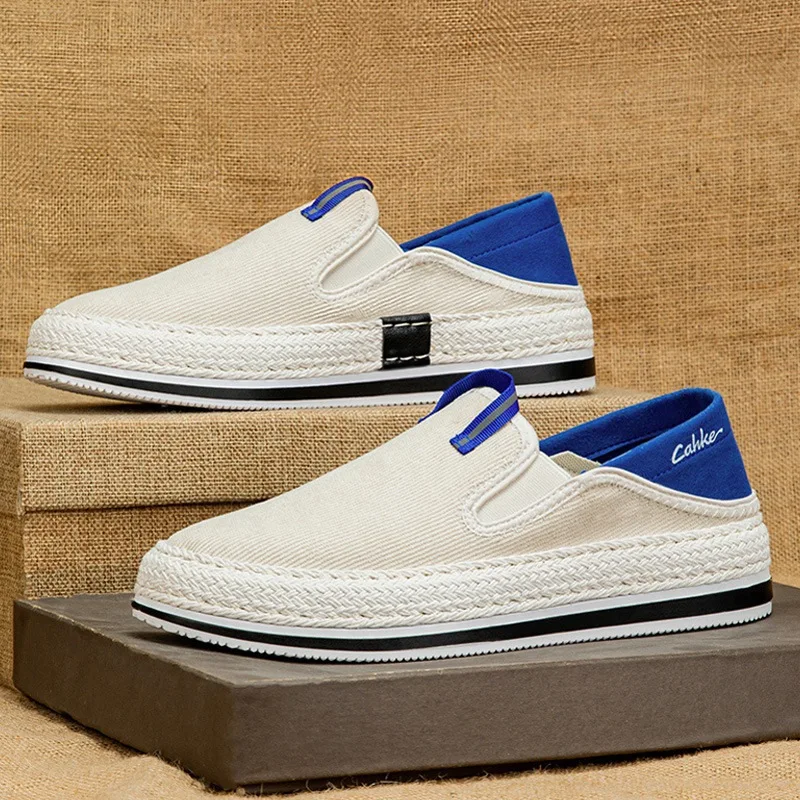 

Men's Spring 2025 New Style One Step Lazy Shoes Men's Grass Woven Board Shoes Trendy Men's Casual Corduroy Fisherman's Shoes