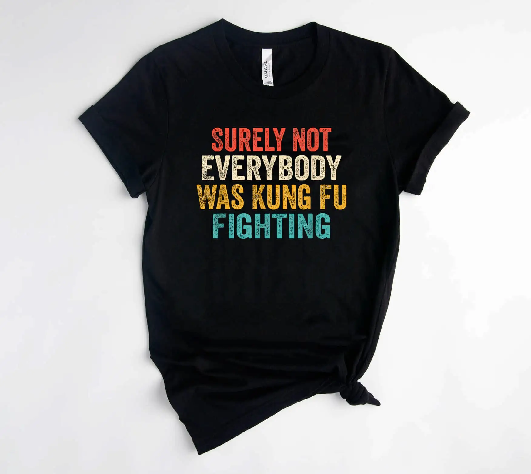 Surely Not Everybody Was Kung Fu Fighting Vintage Retro T shirt B0CRXCZGDP