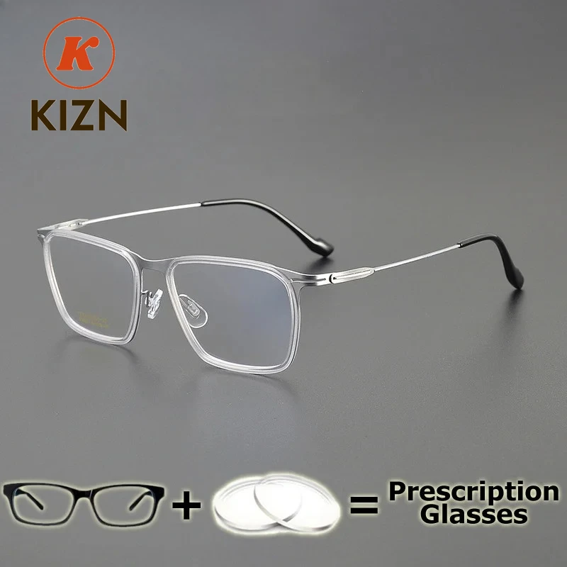 

KIZN Men Reading Glasses Optical Thin Eyewear Multifocal Prescription Progressive Lens Transition Gray Anti Blue Light Myopia