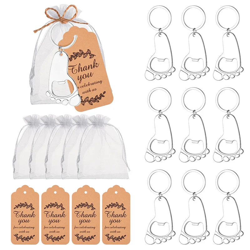 50Pcs Wedding souvenirs of Baby Feet Bottle Opener Baptism decoration gift for Baby toes Keychain birthday gifts baby openers