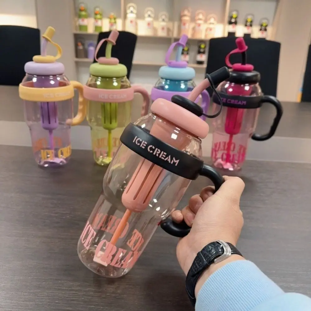 Drink Bottle with Straw Water Bottle with Handle PC Tea Infuser Sports Water Bottle Colorful Large Capacity Lucky Belly Cup Home