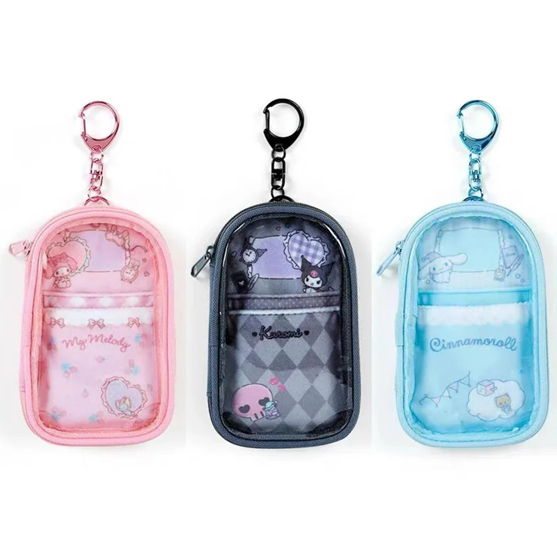 Sanrio Kuromi Cinnamoroll Pendant Storage Bag Kawaii Transparent PVC Individuality Anime Pattern Print Pain Pack Pendant Bags