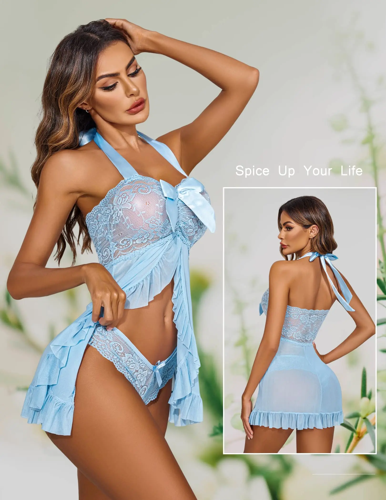 Lenceria Super Sexy Ropa Interior Erótica Camison Babydoll de Encaje para Mujer