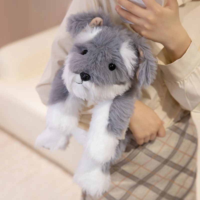 ตุ๊กตาสุนัขชเนาเซอร์น่ารัก ขนาด 30/45 ซม. ของเล่นตุ๊กตาสัตว์นุ่ม สีเทา หมอนสุนัข ของขวัญคริสต์มาส ตุ๊กตาสำหรับเด็กผู้หญิง ของขวัญน่ารัก