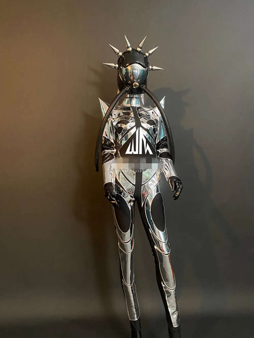 Drag Queen Outfit Silver Space Armor Suit Nightclub Gogo Performance Clothing Carnival Festival Party Show Clubwear Stage Wear