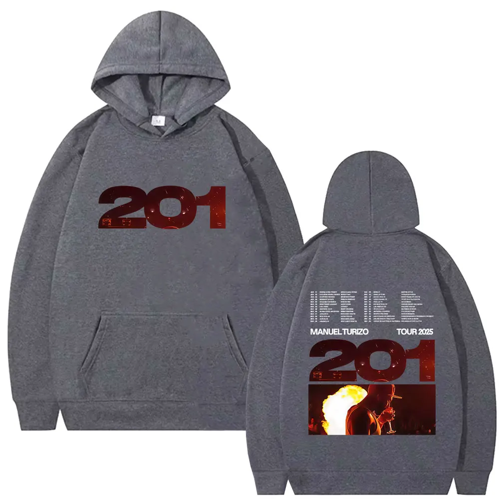 แมนูเอล ทูริโซ อัลบั้ม 201 ทัวร์ 2025 เสื้อฮู้ดผู้ชายฮิปฮอปแฟชั่นเสื้อฮู้ดโอเวอร์ไซส์ผู้ชายลำลองผ้าฝ้ายวินเทจเสื้อสเวตเตอร์