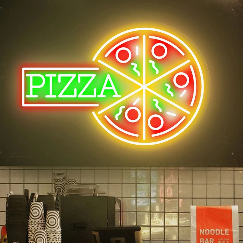 Pizza Led Neon Sign Restaurant Signs Handmade Custom Storefront Decor Kitchen Wall Artwork Acrylic LED Neon Light Pizza Fan Gift