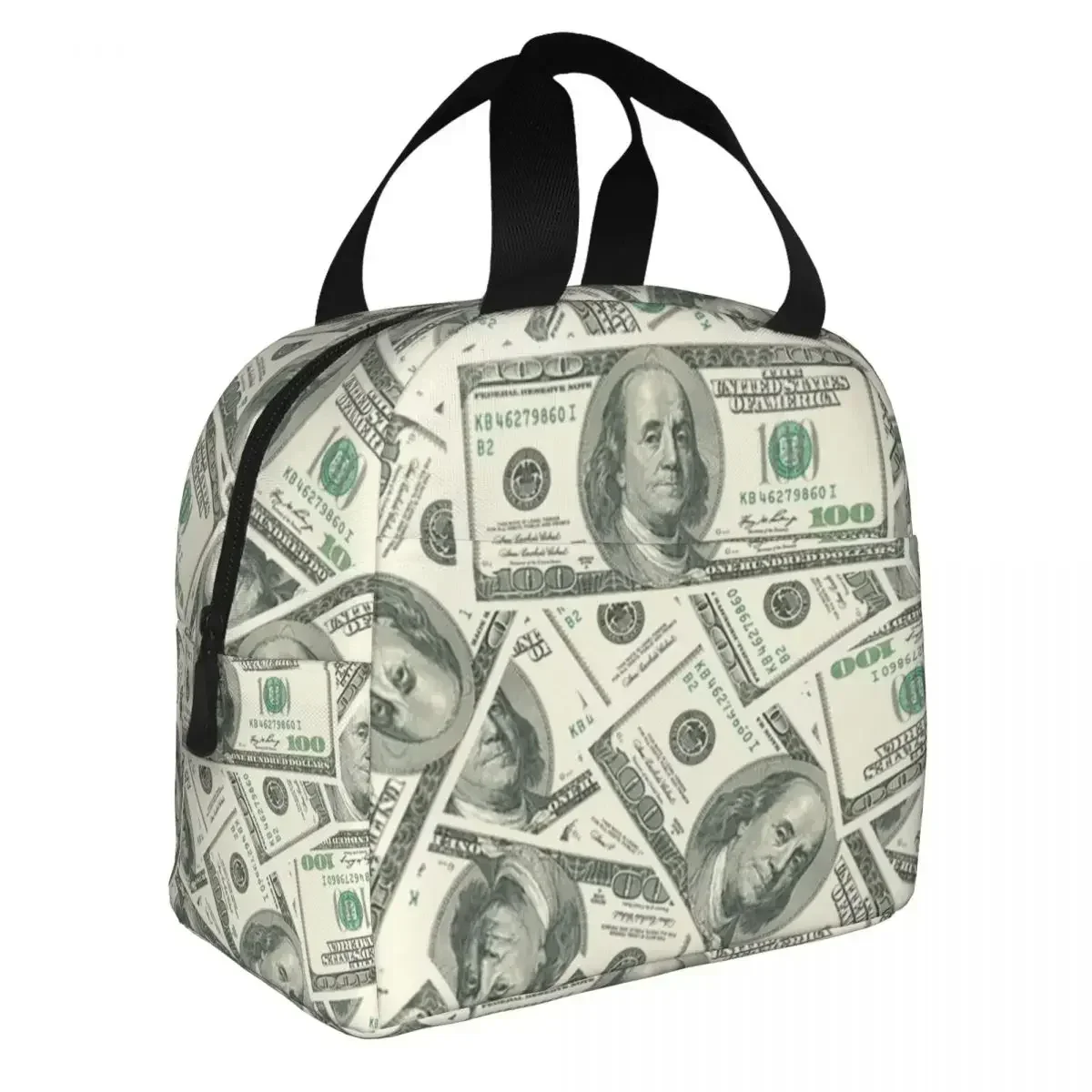 2023 New Money Dollars Bitcoin Digital Currency Insulated Lunch Bag Portable Virtual Printing Cooler Thermal Bento Box Lunchbag