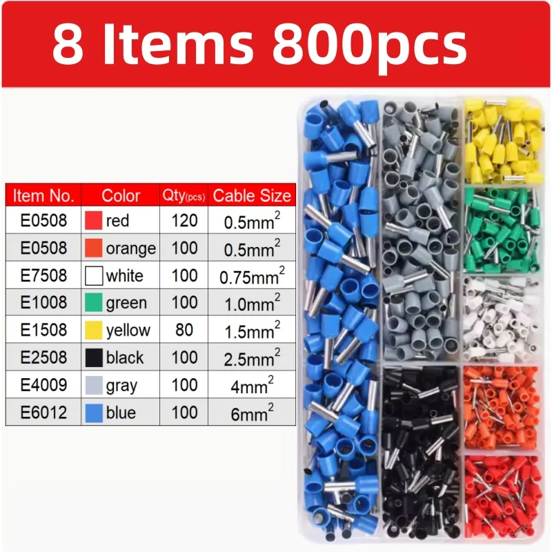 800/1200/1800PCS Single Box VE Tubular Crimp Terminals and With Pliers Kit Cable Electrical Connector,Insulated Wire Connectors