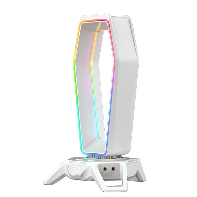 Head mounted RGB luminous earphone holder 7.1 sound card USBhub expander multi-function shelf