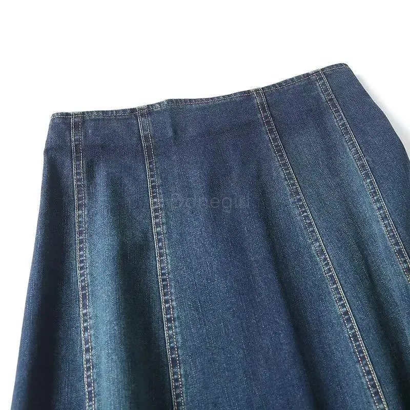 Donegirl Women Autumn Winter New Fashion 2024 Vintage A-line High Waist Denim Skirt Simple Versatile Long Skirt Female Chic