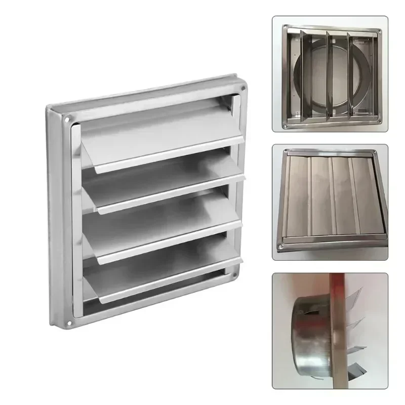 100/125/150mm Stainless Steel Air Vent Duct Grill Wall Square Tumble Air Outlet Dryer Extractor Ventilation Cover Fan Outlet