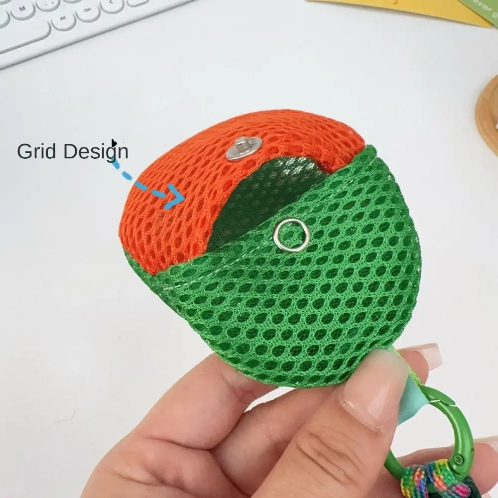 Portable Mini Mesh Pouch Keychain Breathable Round Children Anti-mosquito Bag with Handle Rope Cute Headphones Organizer Jewelry