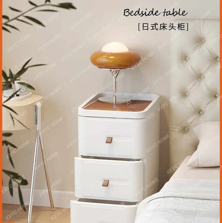 Nordic bedside table simple modern small apartment, leather bedroom mini Japanese storage multi-functional cabinet