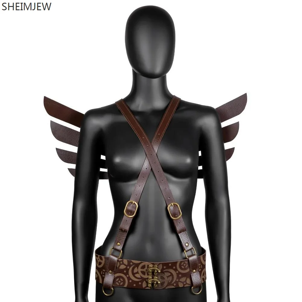 

Woman Man Medieval Retro Leather Shawl Vest Steampunk Shoulder Armor Battle Pad Halloween Anime Cosplay Accessory Props Costumes