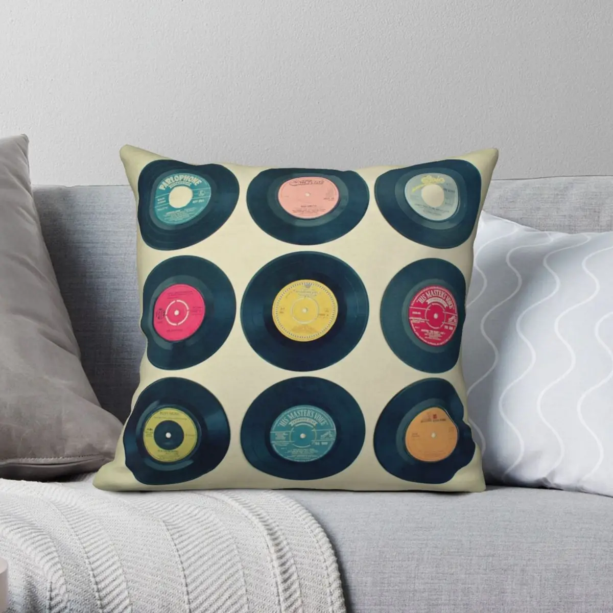 

Vinyl Records Collection Pillowcase Polyester Linen Velvet Pattern Zip Decor Sofa Seater Cushion Cover