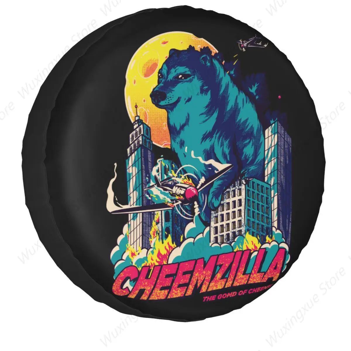 

Чехол на запасное колесо Cheemzilla The Gomd Of Cheemse для Jeep Pajero Kaiju Shiba Inu, защитные колеса автомобиля 14 дюймов, 15 дюймов, 16 дюймов, 17 дюймов
