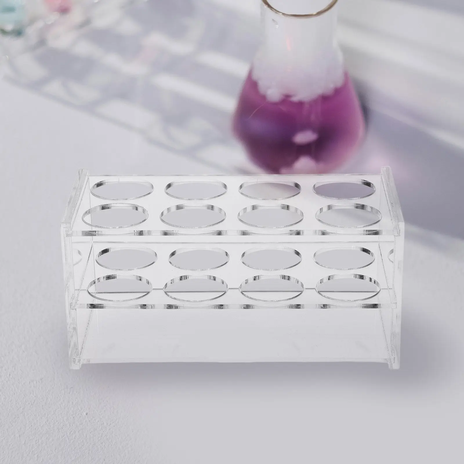 8-Hole Acrylic Test Tube Rack Tube Holder for 50Ml Tubes Space Efficient Scientific Experiment Organizer