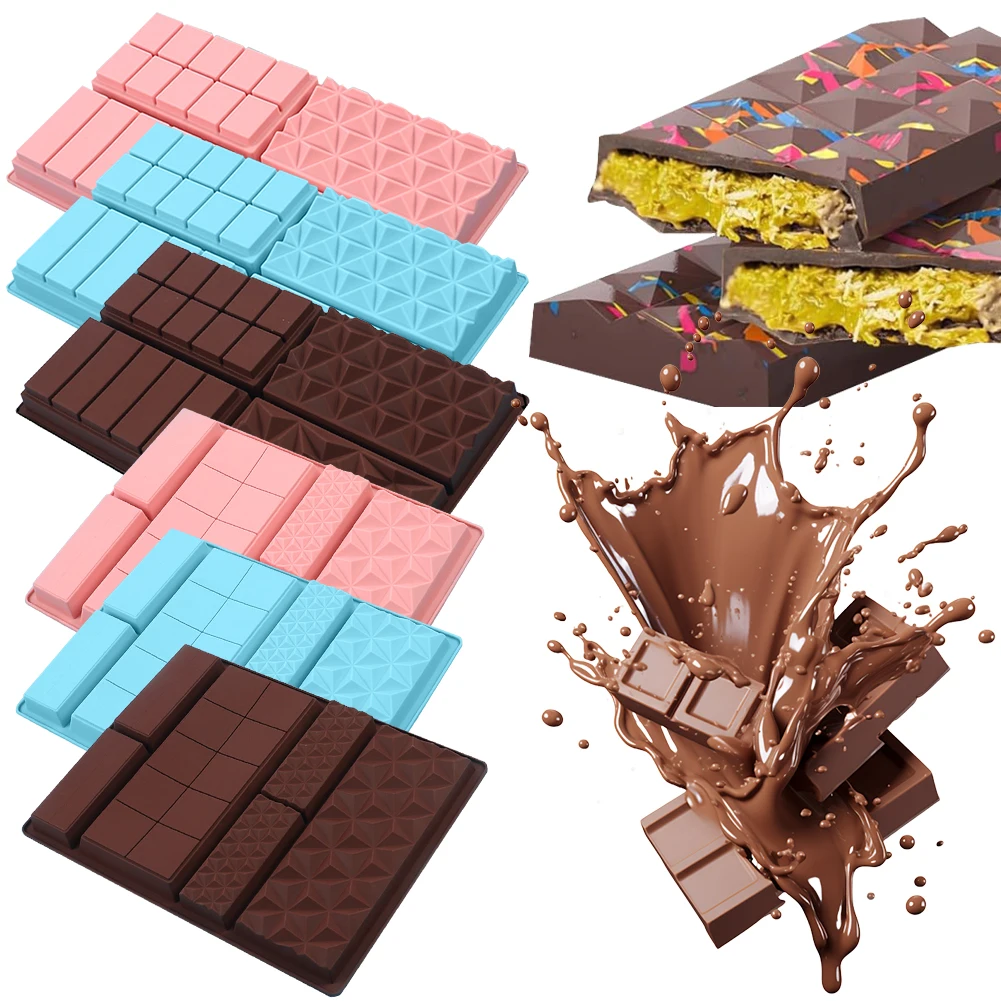 Molde de silicona para barra de Chocolate de pistacho, molde para galletas de Chocolate DIY, molde rectangular antiadherente para barra de Chocolate, herramientas para hornear en el hogar
