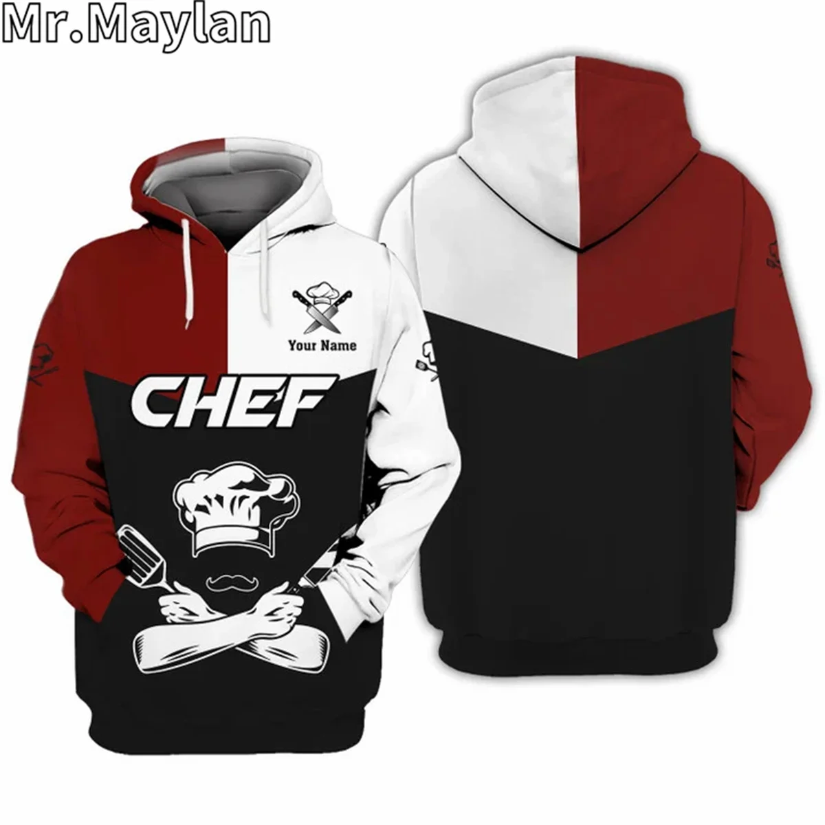 CUSTOM NAME CHEF UNIFORM CHEF KNIVES 3D Unisex Hoodie Men/Women Sweatshirt Streetwear Zip Pullover Casual Jacket Tracksuits R832