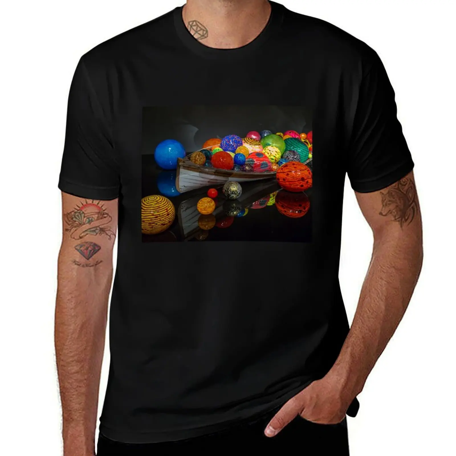 

USA. Seattle. Chihuly Garden and Glass. Boat. T-Shirt tops anime t shirts summer top mens t shirt