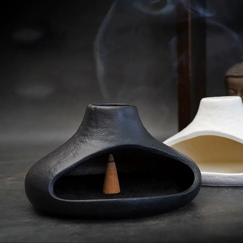 Ceramic Incense Burner Sticks holder for Incense Sticks Palo Santo Incense Cone Incense Coil Aromatherapy Wood with Free Trivet