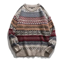 Vintage Truien Dames Winter Gestreepte Koreaanse Stijl Losse Pullover Retro Casual Gebreide Casual Losse Trui Pullover