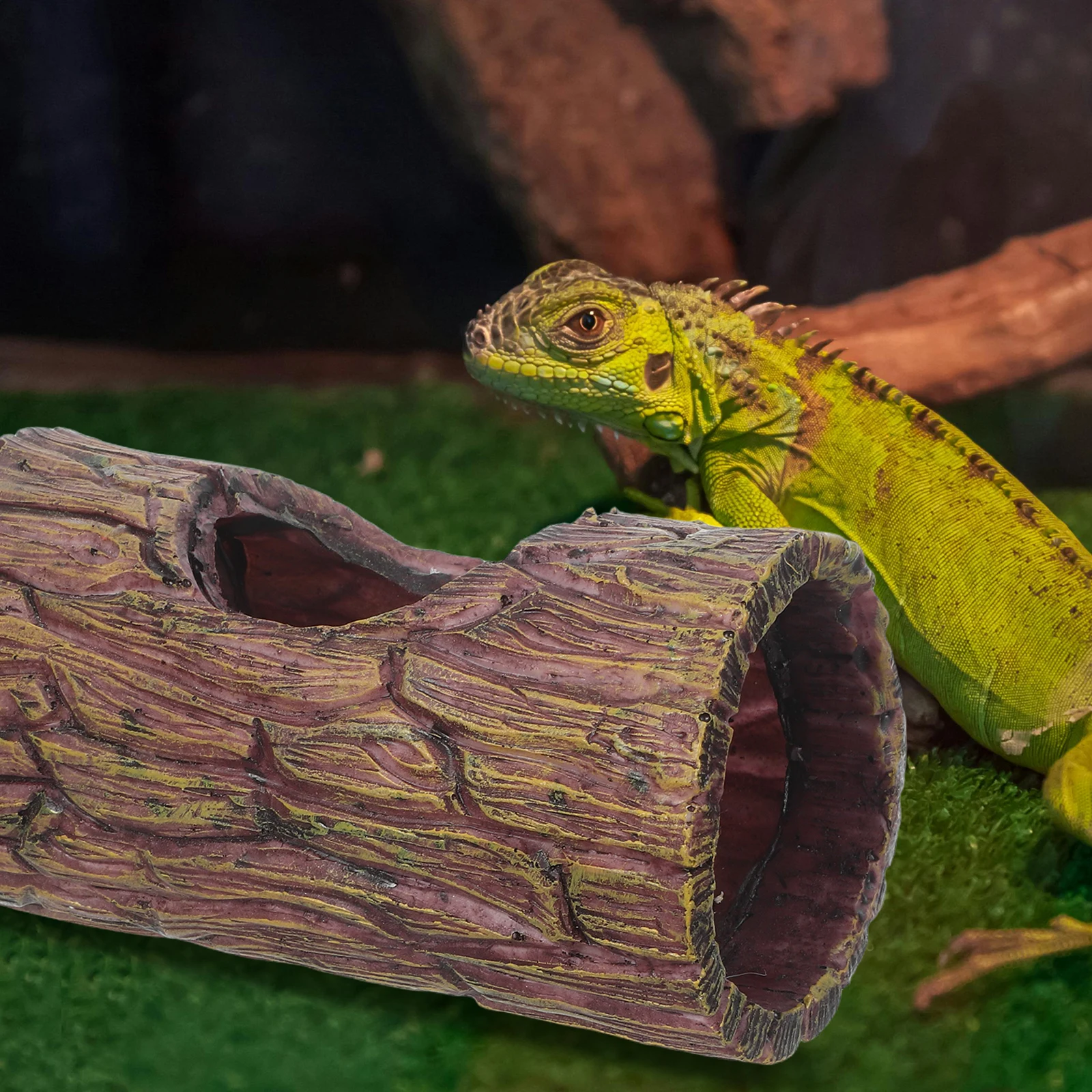 

Resin Lizard Hideout Gecko Suction Cup Tree Cave Bark Log Reptile Hide Cave Amphibian Tank Habitat Aquarium Accessories