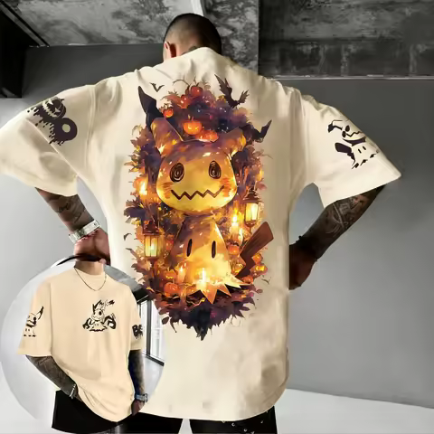 Oversized Cosplay Costumes Pok&eacute;mon Mimikyu 2026 Summer Harajuku Anime Printed Y2K Hip Hop Casual Unisex Cotton T-shirt