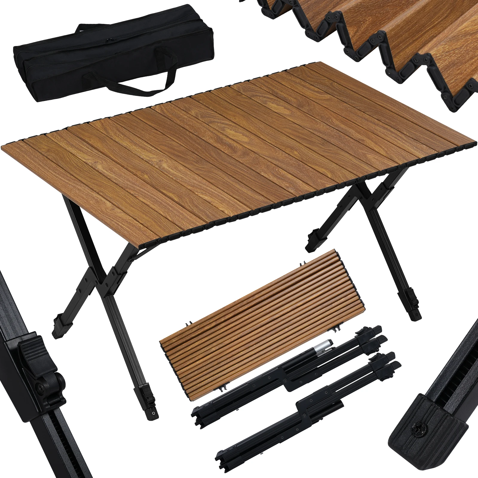 WOLTU Table de camping pliante, table de pique-nique d'extérieur avec sac de rangement, hauteur réglable, légère, pour barbecue et pique-nique