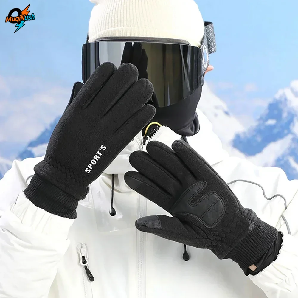

MuqiNush 1 pair Thermal Winter Warm Windproof Waterproof Skiing Cycling Gloves With Touchscreen Fingers Men Women cold Weather
