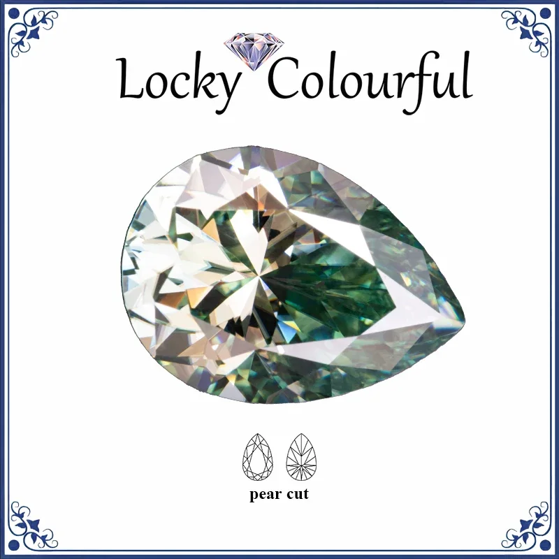 

Moissanite Pear Shape Natural Blue Green Color Charms Beads VVS1 for DIY Jewelry Making Necklace Materials with GRA Certificate