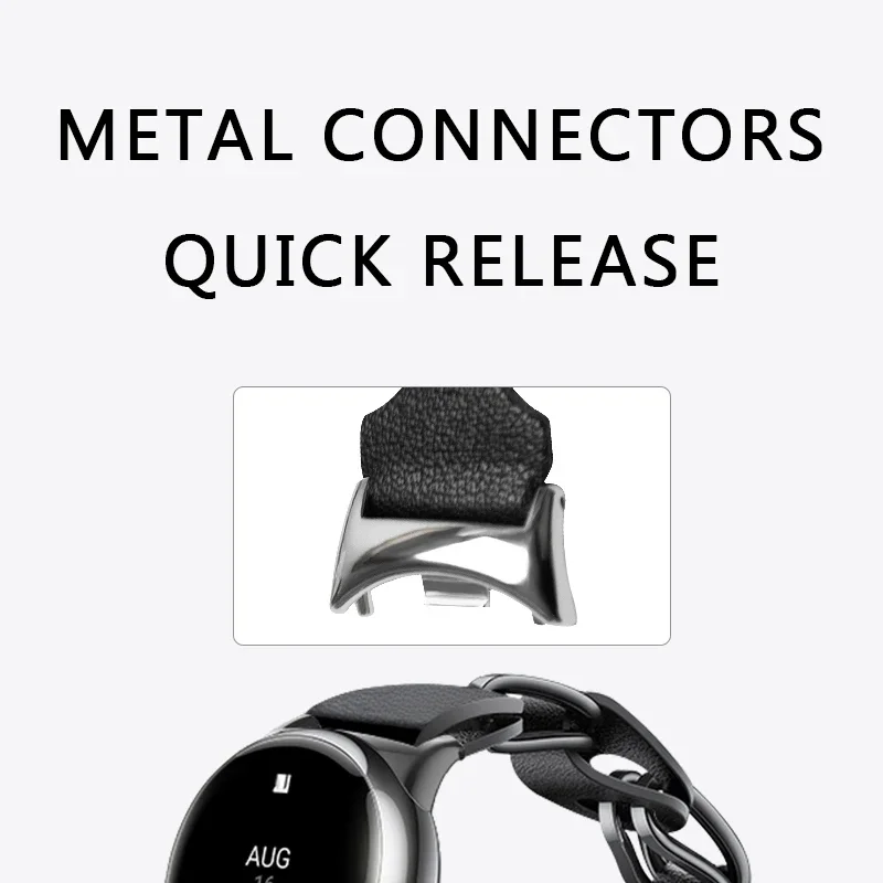 Xiaomi MiBand 9 8 패션 스타일 가죽 금속 팔찌 NFC 퀵 릴리스 교체 밴드 ... - 3