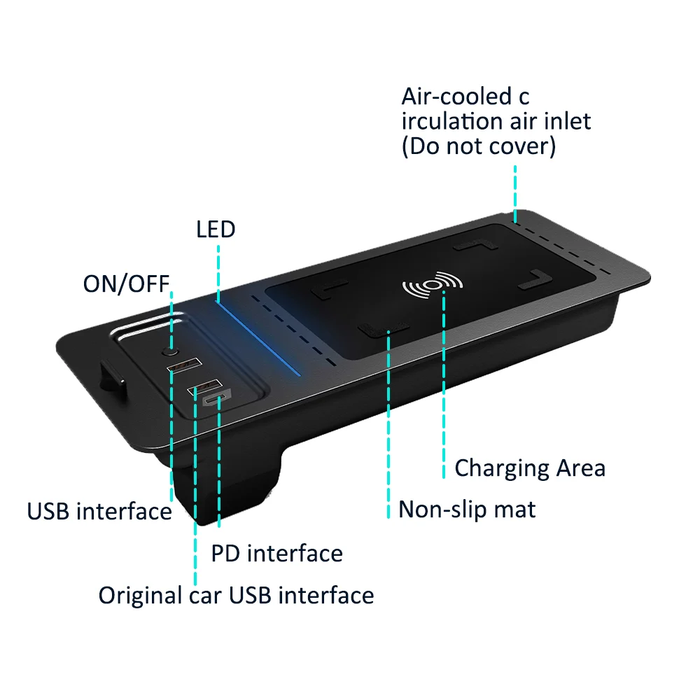 For AudiA4 A4L A5 S4 S5 Q5 B8 2009-2018 Car QI Wireless Charger Charging Phone Plate Fast Charging Panel Car Battery Charger USB