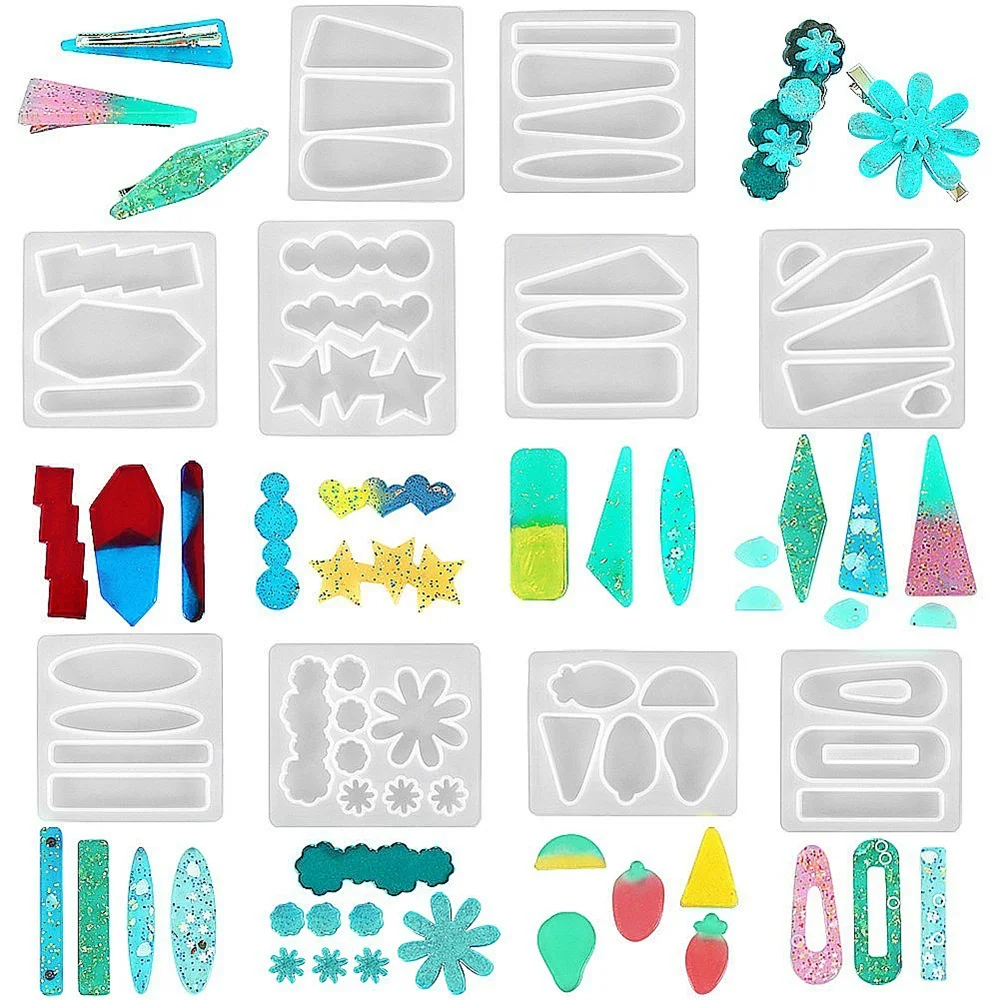 Hair Pin Epoxy Uv Resin Silicone Molds Clip Barrette Pendant Kawaii Jewelry Casting DIY Accessories Making Supplies Materials