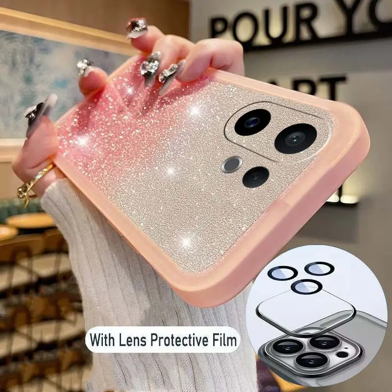 

Auroras For VIVO X200 FE 5G Case Glitter Bling Solid Color Silicone Shockproof Soft Shell For VIVO X200 Pro Mini Back Cover
