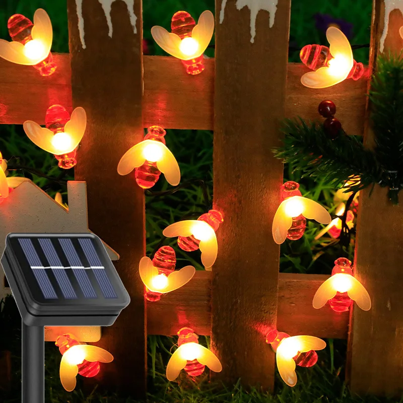 

LED Solar Light String Cute Honey Bee 20/50/100 Led Fairy Light Solar Outdoor Garden Fence Patio Camping Wedding Garland Lights
